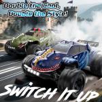 DEERC 9308E 1:16 Fast RC Cars for Boys Age 8-12 RC Monster Truck 40 KPH,All Terrain 4WD High Speed Dinosaur Truck 2 Car Shell,2.4Ghz Off-Road Remote Control Cars with 2 Batteries, Toy Gift for Kids