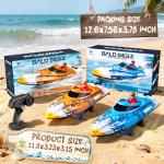 BEZGAR RC Boat, 12 inch Self-Righting Remote Control Boat for Kids and Adults, 25 KPH Fast RC Speed Boats with 700mAh Battery, Ideal Waterproof Toy for Lakes & Pools - HJ822 Blue