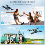 Flymevac Drone with Camera, Dual 720HD, Drone for Kids with Cool Lights, Cestures Control, Vertical Shooting, Waypoint Flight, Gravity Control, 3D Flip, 3-Speeds, Drones for Adults, Beginners, Kids