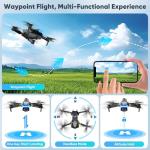Flymevac Drone with Camera, Dual 720HD, Drone for Kids with Cool Lights, Cestures Control, Vertical Shooting, Waypoint Flight, Gravity Control, 3D Flip, 3-Speeds, Drones for Adults, Beginners, Kids