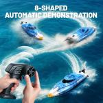 RC Boat 25KM/H High Speed Waterproof Remote Control Boat,Water Cooling, 2.4GHz Remote, 2 Batteries, LED Lights, One-Key Flip, Low Battery & Out-of-Range Alarm, Pool & Lake Racing for Kids & Adults