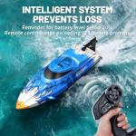 RC Boat 25KM/H High Speed Waterproof Remote Control Boat,Water Cooling, 2.4GHz Remote, 2 Batteries, LED Lights, One-Key Flip, Low Battery & Out-of-Range Alarm, Pool & Lake Racing for Kids & Adults