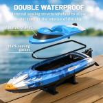 RC Boat 25KM/H High Speed Waterproof Remote Control Boat,Water Cooling, 2.4GHz Remote, 2 Batteries, LED Lights, One-Key Flip, Low Battery & Out-of-Range Alarm, Pool & Lake Racing for Kids & Adults