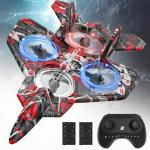 BEZGAR RC Plane, Foam Remote Control Airplane, Drone for Kids, RC Aircraft for Boys and Girls, Fighter Jet Helicopter with LED Lights, Altitude Hold, 360° Flip Stunt Rotation, Toy Airplane Red