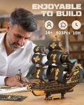 ROKR Seahorse Barque 3D Wooden Puzzle for Adult - Sailboat Model Kit, 603-Piece DIY Assembly, 1:100 Scale Sailboat MCB02