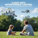 TOIBUS RC Plane, Remote Control Airplane, Drone for Kids and Beginners F-22 Glider Fighter Jet, Ready to Fly 2CH 2.4GHz Flying Toys with LED Lights, 2 Takeoff Modes, Auto Balance, 2 Batteries