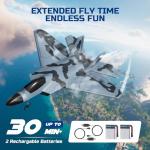 TOIBUS RC Plane, Remote Control Airplane, Drone for Kids and Beginners F-22 Glider Fighter Jet, Ready to Fly 2CH 2.4GHz Flying Toys with LED Lights, 2 Takeoff Modes, Auto Balance, 2 Batteries