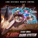 BEZGAR RC Airplane, 2.4GHZ Remote Control Airplane, Gesture Remote Control Plane, 360° Flip Fighter Jet Toy, Toys for Ages 8+ with Colorful LED Navigation Lights Blue