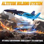 BEZGAR RC Airplane, 2.4GHZ Remote Control Airplane, Gesture Remote Control Plane, 360° Flip Fighter Jet Toy, Toys for Ages 8+ with Colorful LED Navigation Lights Blue