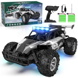 BLUEJAY Remote Control Car, 2.4GHz High Speed 33KM/H RC Cars Toys, 1:12 Monster RC Truck Off Road with LED Headlight and Rechargeable Battery Gifts for Adults Boys 8-12