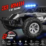 BLUEJAY Remote Control Car, 2.4GHz High Speed 33KM/H RC Cars Toys, 1:12 Monster RC Truck Off Road with LED Headlight and Rechargeable Battery Gifts for Adults Boys 8-12