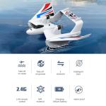 GoolRC RC Plane Remote Control Airplane, 3 in 1 Water Land Air RC Airplane, 2.4GHz 2CH RC Aircraft, RC Glider with Gyroscope and Stunt Flying, 2 Batteries for Beginners, White