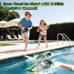 DEERC High Speed RC Boat with LED Lights, 30KM/H Fast Remote Control Racing Boat, Self-Righting, 2 Batteries, 24+ Mins, 2.4GHz Pool & Lake Toys for Kids & Adults