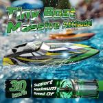 DEERC High Speed RC Boat with LED Lights, 30KM/H Fast Remote Control Racing Boat, Self-Righting, 2 Batteries, 24+ Mins, 2.4GHz Pool & Lake Toys for Kids & Adults