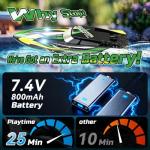 DEERC High Speed RC Boat with LED Lights, 30KM/H Fast Remote Control Racing Boat, Self-Righting, 2 Batteries, 24+ Mins, 2.4GHz Pool & Lake Toys for Kids & Adults