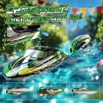 DEERC High Speed RC Boat with LED Lights, 30KM/H Fast Remote Control Racing Boat, Self-Righting, 2 Batteries, 24+ Mins, 2.4GHz Pool & Lake Toys for Kids & Adults