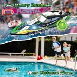 DEERC High Speed RC Boat with LED Lights, 30KM/H Fast Remote Control Racing Boat, Self-Righting, 2 Batteries, 24+ Mins, 2.4GHz Pool & Lake Toys for Kids & Adults