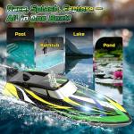 DEERC High Speed RC Boat with LED Lights, 30KM/H Fast Remote Control Racing Boat, Self-Righting, 2 Batteries, 24+ Mins, 2.4GHz Pool & Lake Toys for Kids & Adults