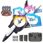 BEZGAR RC Airplane, 2.4GHZ 6-axis Gyro Remote Control Airplane, Gesture Control RC Helicopter, 360° Flip Fighter Jet Toy, Toys for Ages 8-13 with Colorful LED Navigation Lights Blue