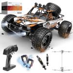 DEERC 1:10 Scale RC Monster Truck for Adults & Boys, 48KM/H Speed 4X4 Hobby RC Car with Lights, 2 Rechargeable Batteries, 2.4 GHz All Terrain Remote Control Car Toys for 30mins Fun