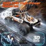 DEERC 1:10 Scale RC Monster Truck for Adults & Boys, 48KM/H Speed 4X4 Hobby RC Car with Lights, 2 Rechargeable Batteries, 2.4 GHz All Terrain Remote Control Car Toys for 30mins Fun