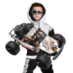 DEERC 1:10 Scale RC Monster Truck for Adults & Boys, 48KM/H Speed 4X4 Hobby RC Car with Lights, 2 Rechargeable Batteries, 2.4 GHz All Terrain Remote Control Car Toys for 30mins Fun