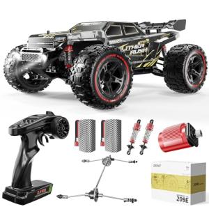 DEERC 209E 1:10 Fast Brushless RC Car for Adults & Boys, 60+ KMH High Speed 4WD Off-Road Remote Control Truck with 2 x 3S Batteries & Extra Swing Arms, Hobby Grade Racing Car, RC Crawler Gift