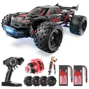 DEERC 1/14 Fast Brushless RC Car for Adults, Max 46+ mph Off-Road Truck, 4WD Waterproof RC, High Speed Remote Control Car, 2 * 3S Lipo, All Terrain RC Truggy for Snow, Sand & Mud