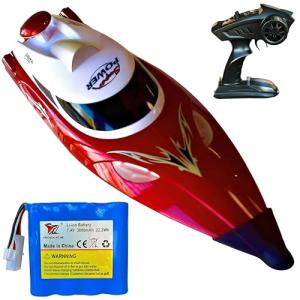19" Big RC Boat High Speed 35+ KPH Remote Control Boat for Kids and Adults, Outdoor Water Toy Race Ship for Pool Lake With 3000mAh Big Capacity Battery,Water Play Toy Gift Racing Ship with LED Light