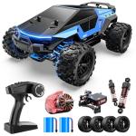 DEERC 1/18 All Terrain Fast Drift & Racing RC Car, 40KM/H Remote Control Truck with Futuristic Body Shell, Extra Drift Wheels, 2.4GHz Waterproof Off-Road Vehicle with 2 Batteries for Kids & Adults