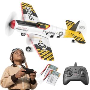 BEZGAR RC Plane, Drones for Kids, 6-axis Gyro Remote Control Airplane, RC Helicopter, Easy Control for Beginners Toys with Colorful LED Navigation Lights Yellow