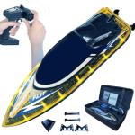 RANFLY RC Boat with Storage Package, 30+ MPH Fast Remote Control Boat with 2 Rechargeable Battery, 2.4G Large RC Electric Boats Pool Toys with LED Lights for Adults and Kid