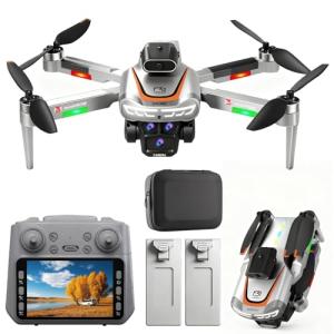 Drone with Camera for Adults 4K, RC Drones with LCD Screen Controller, LED Lights, Brushless Motors Quadcopter for Beginners, Stable Hover, Waypoint Fly, One-Key Takeoff/Landing