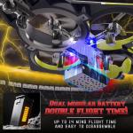 BEZGAR RC Airplane, 2.4GHZ 6-axis Gyro Remote Control Airplane, Gesture Remote Control Plane, 360° Flip Fighter Jet Toy, Toys for Ages 8-13 with Colorful LED Navigation Lights Green