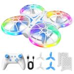 Mini Drones For Kids Beginners - With LED Lights And 2 Batteries, Remote Control RC Quadcopter with Altitude Hold and 3D Flips,Full Propeller Protect,Boys Toys Gifts(Blue)