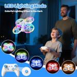 Mini Drones For Kids Beginners - With LED Lights And 2 Batteries, Remote Control RC Quadcopter with Altitude Hold and 3D Flips,Full Propeller Protect,Boys Toys Gifts(Blue)