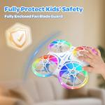 Mini Drones For Kids Beginners - With LED Lights And 2 Batteries, Remote Control RC Quadcopter with Altitude Hold and 3D Flips,Full Propeller Protect,Boys Toys Gifts(Blue)