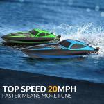 VOLANTEXRC RC Boat 20MPH Fast Remote Control Boat with Lights 2.4Ghz Toy Boat for Pools and Lakes with 2 Rechargeable Batteries Toys Gifts for Adults, Blue