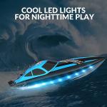 VOLANTEXRC RC Boat 20MPH Fast Remote Control Boat with Lights 2.4Ghz Toy Boat for Pools and Lakes with 2 Rechargeable Batteries Toys Gifts for Adults, Blue