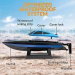 VOLANTEXRC RC Boat 20MPH Fast Remote Control Boat with Lights 2.4Ghz Toy Boat for Pools and Lakes with 2 Rechargeable Batteries Toys Gifts for Adults, Blue