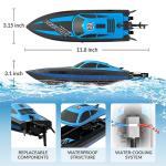 VOLANTEXRC RC Boat 20MPH Fast Remote Control Boat with Lights 2.4Ghz Toy Boat for Pools and Lakes with 2 Rechargeable Batteries Toys Gifts for Adults, Blue