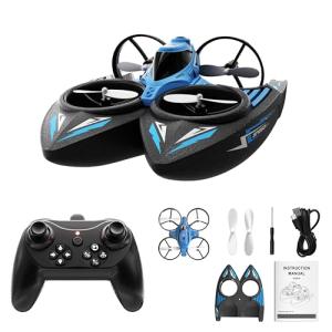 XOS Mini 3 in 1 Indoor & Outdoor Remote Drone, RC Airplane Plane, RC Quadcopter Multirotor Helicopter, RC Car & RC Boat with Auto Hovering, 3D Flips, Headless Mode for Kids Birthday Gifts