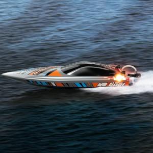 Ssccgym 22.8" Inches UDI018 Large RC Speed Boat 2.4G 4WD 40-45km/h Remote Control Brushless Watercraft for 14y+ Hobby Adults (Grey 1-Batteries)