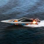 Ssccgym 22.8" Inches UDI018 Large RC Speed Boat 2.4G 4WD 40-45km/h Remote Control Brushless Watercraft for 14y+ Hobby Adults (Grey 1-Batteries)