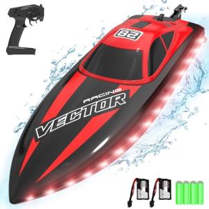 VOLANTEXRC RC Boat 20MPH Fast Remote Control Boat for Adults 2.4Ghz Toy Boat for Pools and Lake with 2 Rechargeable Batteries Toys Gifts for Adults, Red