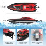 VOLANTEXRC RC Boat 20MPH Fast Remote Control Boat for Adults 2.4Ghz Toy Boat for Pools and Lake with 2 Rechargeable Batteries Toys Gifts for Adults, Red