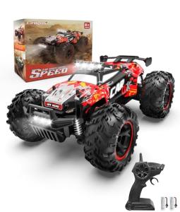 Carox Remote Control Car, 2.4GHz 26KM/H High Speed RC Car, 1:18 Off-Road Monster Truck with LED Lights, Proportional Throttle & 1800mAh Rechargeable Batteries – Ideal Gift for Boys 6+