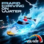 BEZGAR RC Boat, 12 inch Self-Righting Remote Control Boat for Kids and Adults, 25 KPH Fast RC Speed Boats with 700mAh Battery, Ideal Waterproof Toy for Lakes & Pools - HJ822 Brown