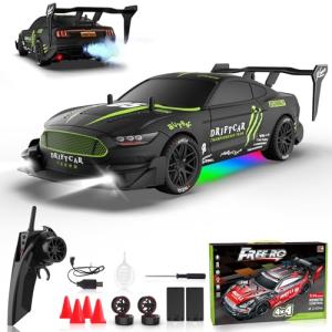 Remote Control Car 1:16 Scale RC Drift Cars 2.4Ghz 4WD 30KM/H High Speed Race Cars with LED Lights Drifting Tires 2 Rechargeable Batteries RC Sports Car for Kids Boys Girls Adults Party Birthday Gift