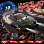 Remote Control Car 1:16 Scale RC Drift Cars 2.4Ghz 4WD 30KM/H High Speed Race Cars with LED Lights Drifting Tires 2 Rechargeable Batteries RC Sports Car for Kids Boys Girls Adults Party Birthday Gift